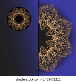 Luxury background. with gold mandala Vector card template. 