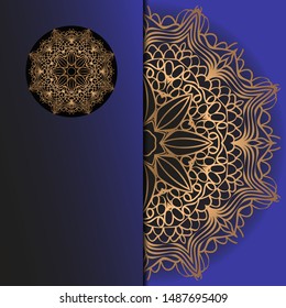 Luxury background. with gold mandala Vector card template. 