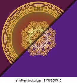 Lujo en el fondo. con una plantilla de tarjeta vectora de Mandala dorada. 