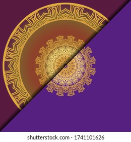 Lujo en el fondo. con una plantilla de tarjeta vectora de Mandala dorada. 