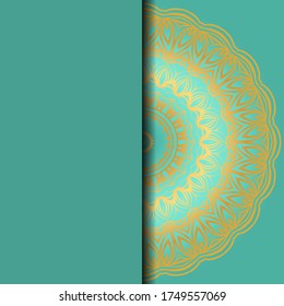 Lujo en el fondo. con una plantilla de tarjeta vectora de Mandala dorada. 