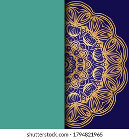 Lujo en el fondo. con una plantilla de tarjeta vectora de Mandala dorada. 