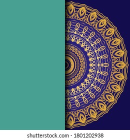 Lujo en el fondo. con una plantilla de tarjeta vectora de Mandala dorada. 