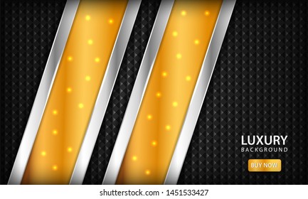 Luxury background with gold overlap layers. Texture with silver list, golden light and metal pattern. Modern background design.