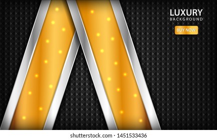 Luxury background with gold overlap layers. Texture with silver list, golden light and metal pattern. Modern background design.