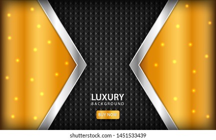 Luxury background with gold overlap layers. Texture with silver list, golden light and metal pattern. Modern background design.