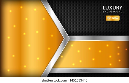 Luxury background with gold overlap layers. Texture with silver list, golden light and metal pattern. Modern background design.