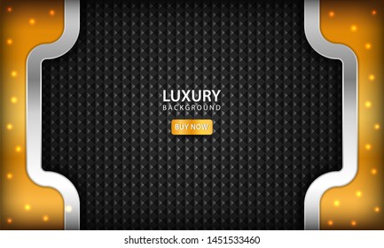 Luxury background with gold overlap layers. Texture with silver list, golden light and metal pattern. Modern background design.
