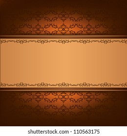 Luxury background golden - chocolate with pattern and decorative ornament in vintage or grunge style, place for text. Vector illustration