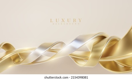 Luxury background with golden curve line element and glitter light effect decoration.