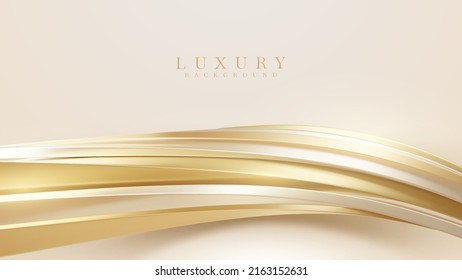 Luxury background with golden curve line element and glitter light effect decoration.