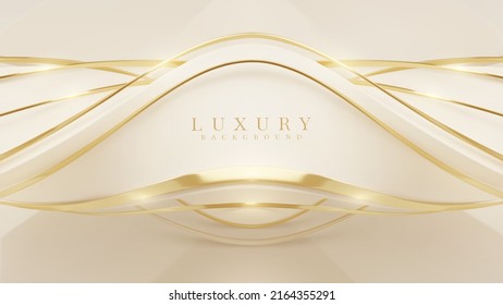 Luxury background with golden curve line element and glitter light effect decoration.