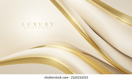 Luxury Background With Golden Curve Line Element And Glitter Light Effect Decoration.