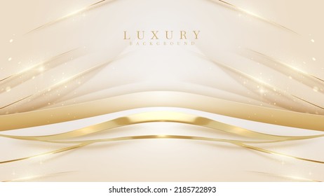 Luxury background with golden curve line elements and glitter light effect decoration.