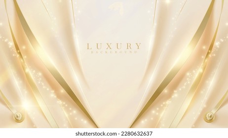 Luxury background with golden curve line elements and sun light effects decoration and bokeh.