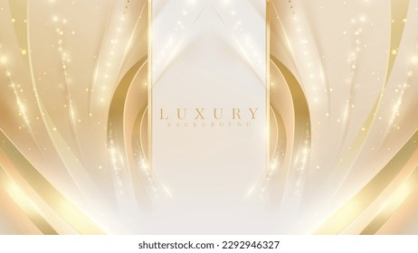 Luxury background with golden curve line elements and light effects decoration and bokeh.