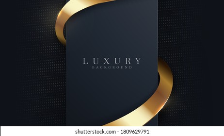 Luxury background With golden curves on the dark, vector illustration.