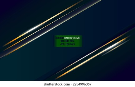 Luxury background With golden curves on the dark blue, Abstract template blue frame stripes golden lines diagonal overlap background.  elegant realistic paper cut style 3d.