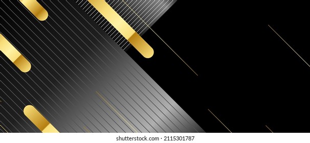 Lujo con flujos y líneas dinámicas doradas. Folleto oscuro moderno con ilustración de vector oro EPS 10