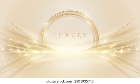 Luxury background with golden light effect decoration and bokeh elements.