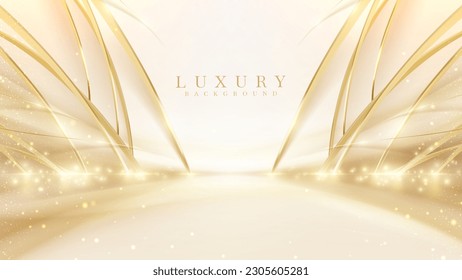 Luxury background with golden light effect decoration and bokeh elements.