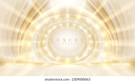 Luxury background with golden light effect decoration and bokeh elements.