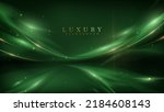 Luxury background with golden line decoration and curve light effect with bokeh elements.