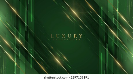 Luxury background with golden line decoration and light rays effect elements.