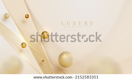 Luxury background with golden line element with ball decoration and blur effect and glitter light.
