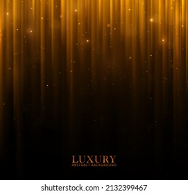 Luxury background with golden lines with glow. Various stars shine with a special light against a chic background.