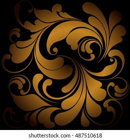 Luxury background. Golden pattern on dark. Decorative ornament. 
