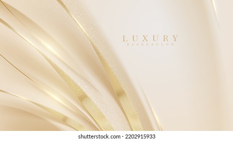 Luxury background with golden ribbons elements with bokeh decorations and sparkling lights. Vector illustration.