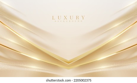 Luxury background with golden ribbons elements with bokeh decorations and sparkling lights. Vector illustration.