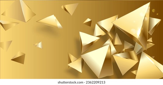 Luxury background with golden triangle frame and polygon blur decoration with glitter light effect.