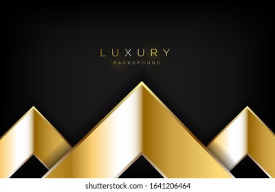 Luxury background with golden triangle shape composition. Minimalist black and gold design for background, cover, or card