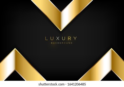 Luxury background with golden triangle shape composition. Minimalist black and gold design for background, cover, or card