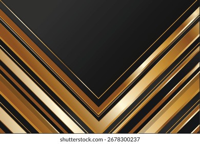 Fondo de lujo con líneas doradas en forma de V. Plantilla elegante negra del Vector de Premium para la cubierta, anuncios, carteles, invitaciones, tarjetas, Anuncio de la venta