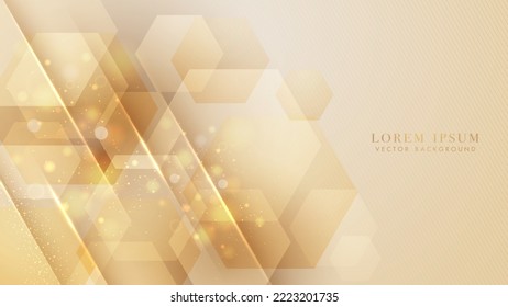 Luxury background with hexagon shapes, bokeh and glitter light effect decoration. Vector illustration