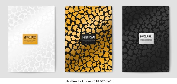 Luxury background with leopard pattern. Modern cover, frame design set. Premium vector collection for luxe brochure template, restaurant menu. 