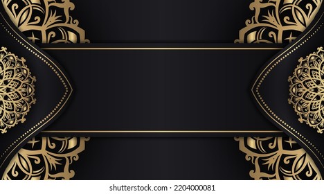 luxury background  with mandala decoration  black and gold