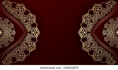 luxury background  with mandala decoration  red and gold