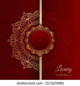 luxury background, with mandala ornament, red and gold