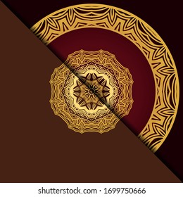 Lujo con Mandala. Ilustración vectorial. Ornament elegante carta de invitación de boda , invitación.