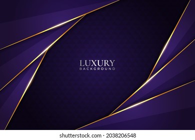 Luxury Background Modern Purple Diagonal Overlapped with Glowing Golden Line Effect