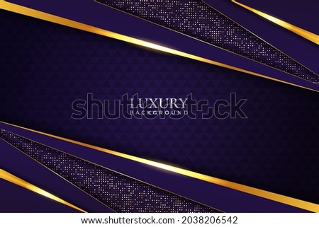 Luxury Background Modern Purple Diagonal Layer with Glitter and Glowing Golden Line Effect