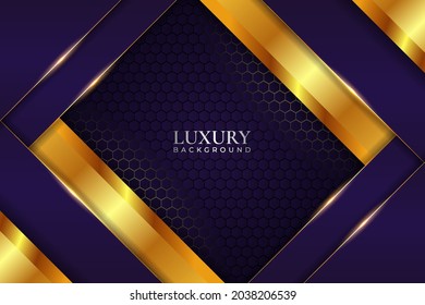 Luxury Background Modern Purple Realistic Diagonal Overlapped with Glowing Golden Line Effect