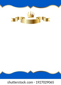 Luxury background with ornament, frame, crown, ribbon and place for text. Vector illustration
