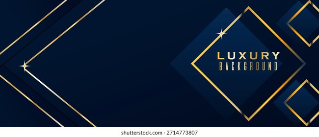 Capa azul superpuesta del fondo de lujo con efecto dorado cuadrado brillante . Diseño moderno de moda