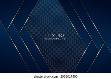 Fondo de lujo dominado por la capa azul diagonal con efecto dorado brillante