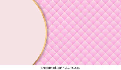 Luxury background with pink quilted design. Pink luxury texture. Elegant leather texture with diamond decoration. Vector illustration